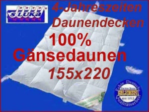 4-Jahreszeiten Daunendecken 155x220, 100% Gänsedaunen