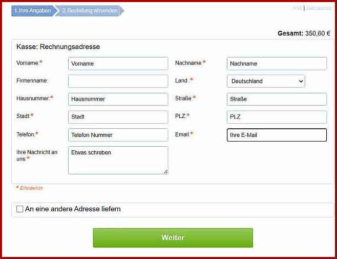 Formular ausfüllen alle mit Sternchen