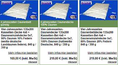 Sluka Ganzjahres Daunendecken